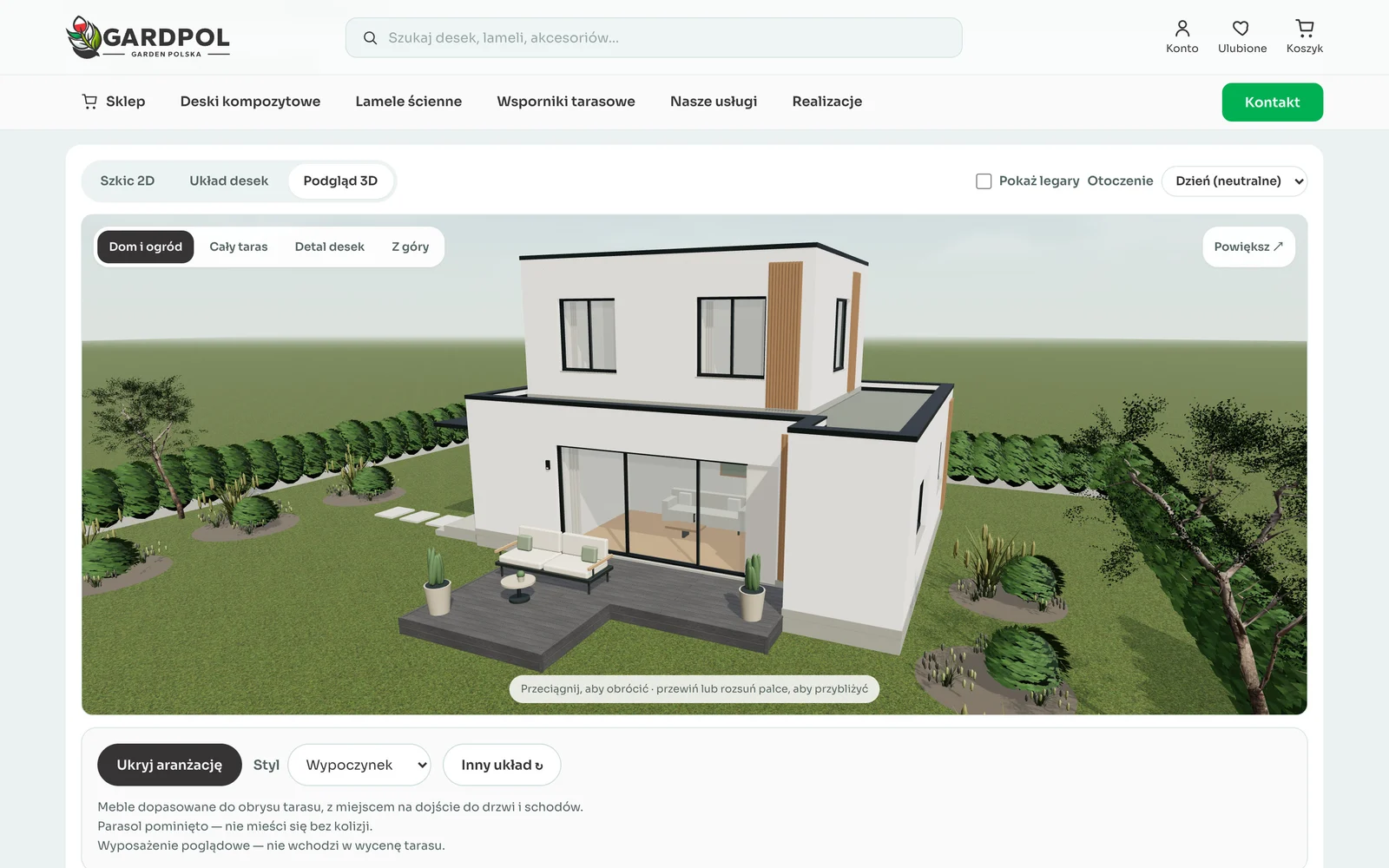 Garden Polska — kalkulator tarasu z podglądem 3D